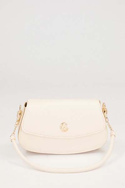 Levidor Krem Oval Zincir Detay Omuz Çantası