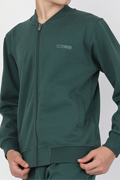 Fagis سترة رجالية بياقة جامعية من الفلتو مع جيوب وسحاب