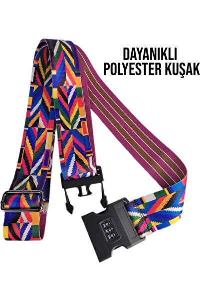 CANARİS Gökkuşağı Valiz Emniyet Kemeri Renkli Şifreli Şık Tasarım 2 Metre