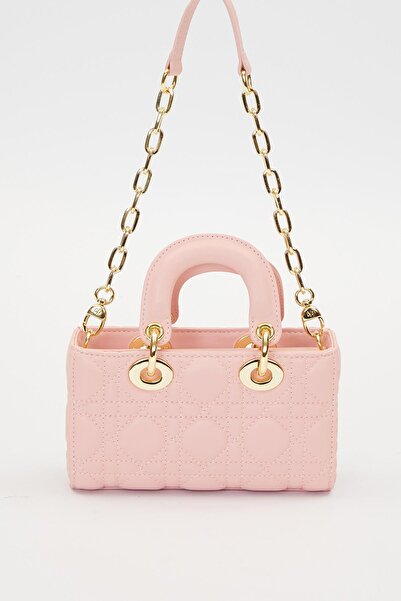 Levidor Pink Gold Chain Detailed Shoulder Bag