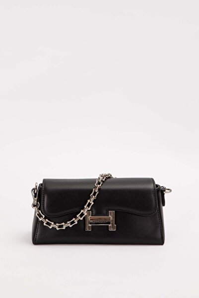 Levidor Siyah Logo Tokalı Omuz Çantası