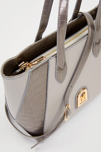 Levidor A.Grey Leather Detail Shoulder Bag