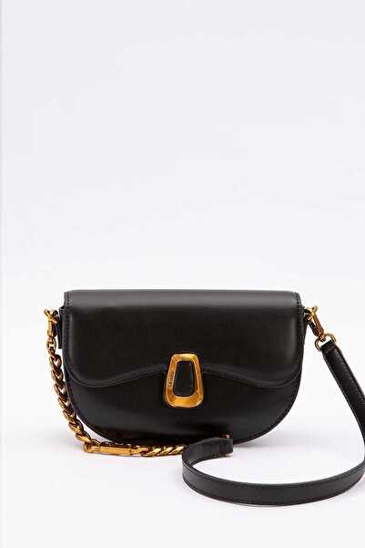 Levidor Siyah Oval Zincir Detaylı Omuz Çantası