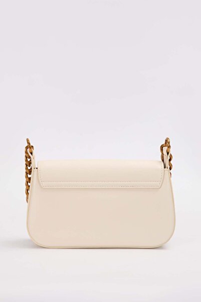 Levidor Beige Wide Chain Accessory Shoulder Bag