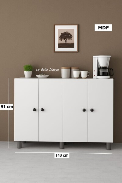 la bella dizayn 4 Kapaklı Çok Amaçlı Dolap 140 cm Mdf