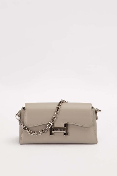 Levidor Gray Logo Buckle Shoulder Bag