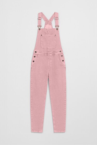 Bluewhite Kadın Rahat Kesim Askılı Jean Salopet Pantolon