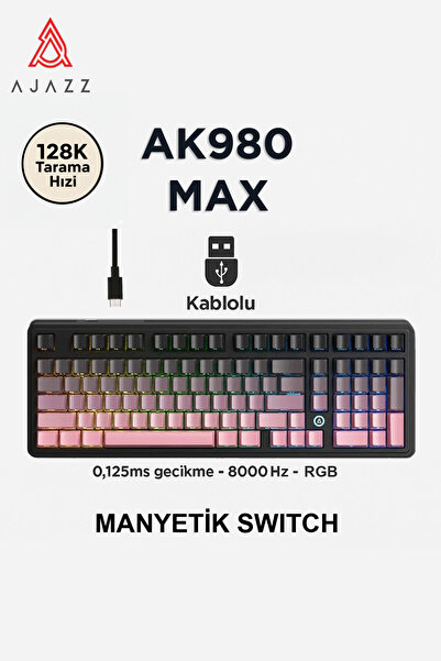 Ajazz AK980 Max HE Manyetik Switch Klavye- 128K Tarama Hızı-0.125 MS Ultra Dü...
