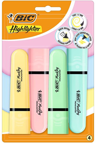Bic Set 4 evidentiatoare Highlighter Flat Pastel, Multicolor