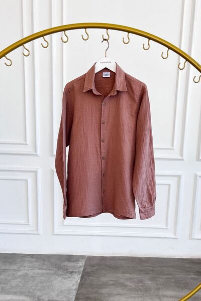 Yağmur Butik Cămașă din muselină cu guler polo, fără buzunar