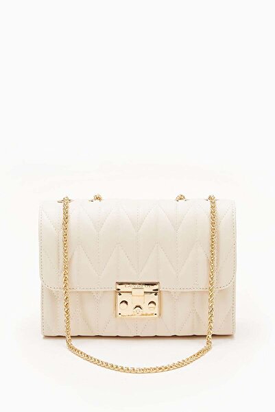 Levidor Krem Gold Zincirli Kapitone Omuz Çantası