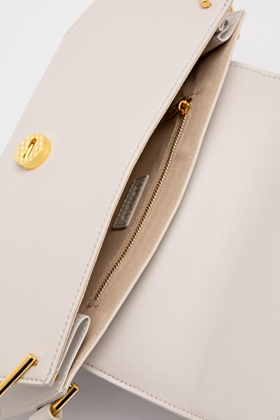 Levidor Gray Oval Shoulder Bag with Gold Accessories