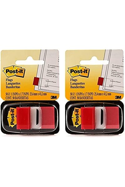 Post-it Flags 1" Dispenser 1 x 1.7 in (25.4 x 43.2 mm) Red Color, 50 flags/pack | Mark, Highlight, C