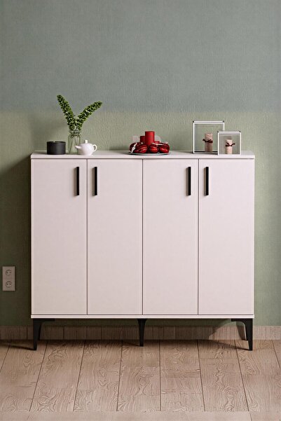 ANALİTİK MOBİLYA Valencia 4 Kapaklı Antre,Hol,Ayakkabılık Beyaz