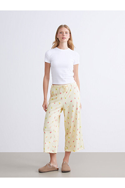 LC Waikiki New Season Printed Women's Capri Pajama Bottoms with Elastic Waist