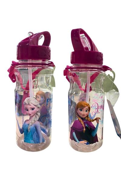 Disney Frozen Anna & Elsa Licensed Water Bottle with Straw - Children's Water Bottle 500 ml