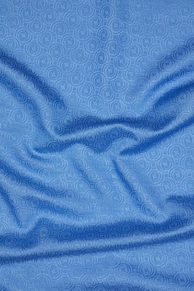 Vakko Pamuk İpek Monogram Şal 41302-Mavi