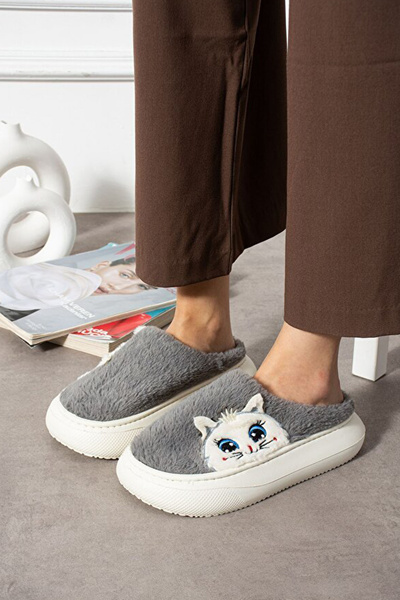 Melek Tuna Ayakkabı & Çanta Χαριτωμένες παντόφλες για το σπίτι με φιγούρες γατούλας, παντόφλες για το σπίτι με αντιολισθητική σόλα, μαλακές παντόφλες για το σπίτι που δεν παράγουν ήχους