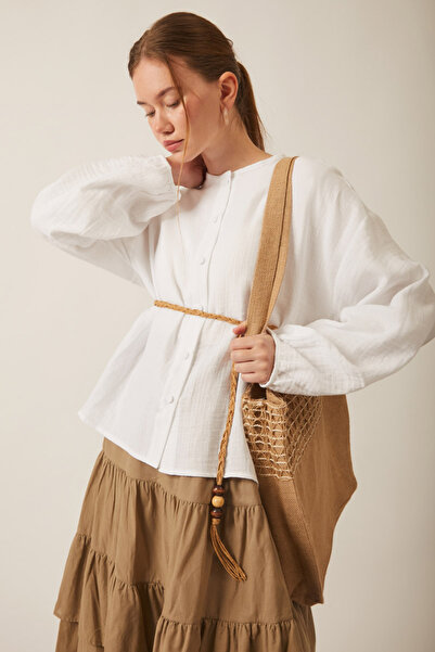 ZÜLAYS Hakim Yaka Müslin Gömlek Beyaz