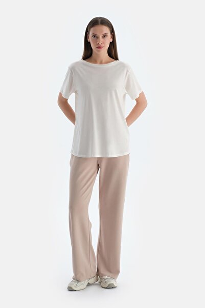 Eros Beige Women's Modal Blend Trousers with Piping Detail
