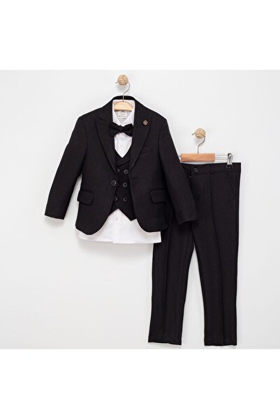 RAPAPA Boy's Jacket Shirt Pants Bow Tie Vest Suit 5735-5-16 Years Black