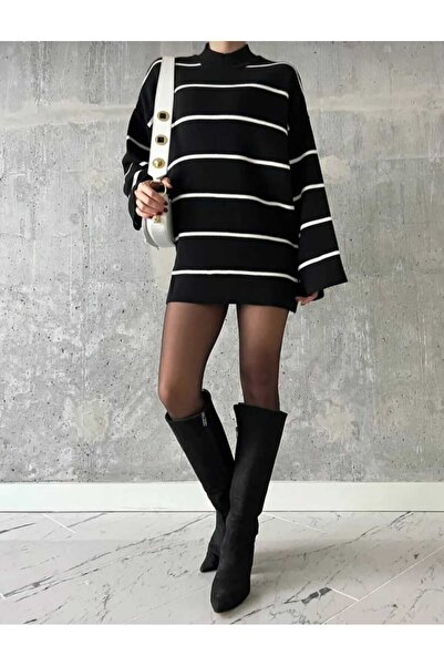 zezecollectıon بلوفر نسائي أسود ذو ياقة واقفة ومقاس كبير