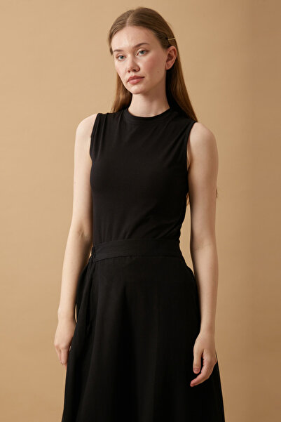 ZÜLAYS Pamuklu Sıfır Kollu Body Siyah