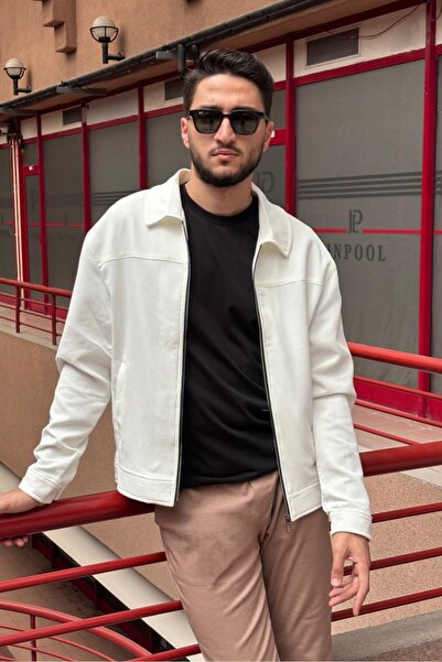 inpool Men'S, Wicking Pattern, Shirt Collar, Relaxed Fit, Seasonal-Spring Jacket 618