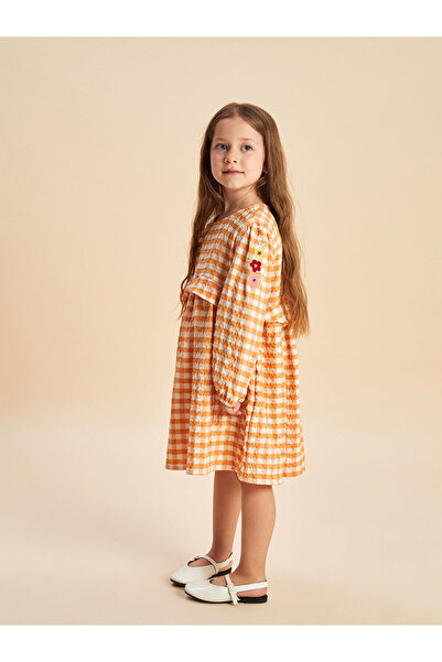 LC Waikiki Peak Yeni Sezon Bisiklet Yaka Kız Çocuk Krinkle Elbise