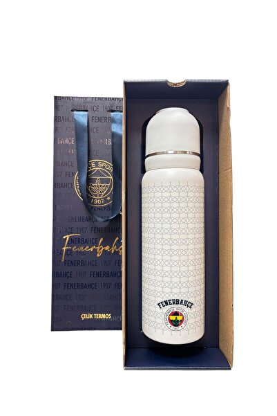 Fenerbahçe Çelik Termos 650 ML Beyaz Renk Bardaklı Lisanslı Orijinal Ürün Kut...