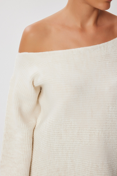 Lovelyİstanbul Nyitott vállú gyapjúkeverék túlméretezett pulóver LİY0001 KRÉM