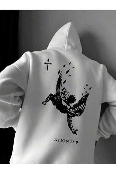 OVER HEAD Hanorac pentru bărbați Crown Flying Angel cu imprimeu cu 3 fire