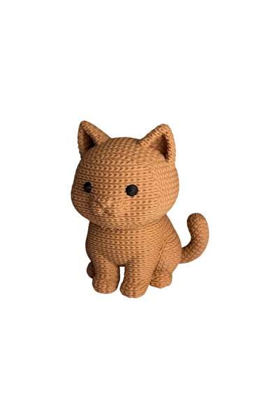 3DONE MODELS 3D Crocheted Cat Figurine 1 – Decorative Model, 3D Printed, Unic...