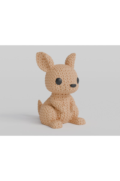 3DONE MODELS 3D Crocheted Kangaroo Figurine – Decorative Model, 3D Printed, Unicat Collection