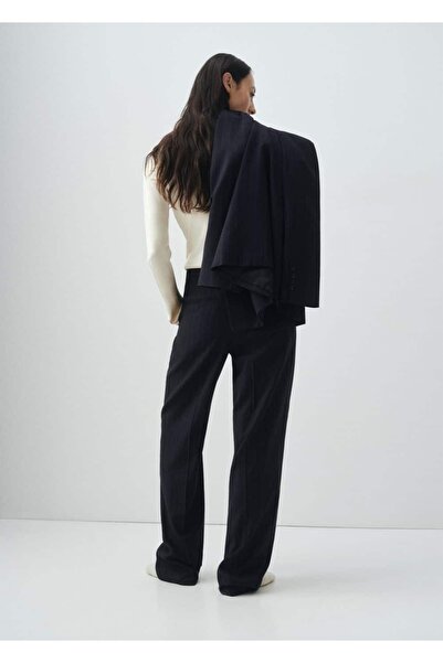 MANGO Woman İnce çizgili kumaş pantolon