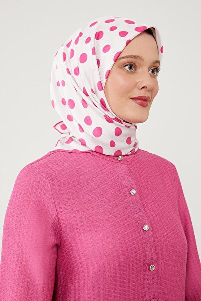 Levidor Fuchsia Polka Dot Pattern Twill Digital Scarf