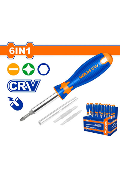 WADFOW WSS5506 6-in-1 Hand Screwdriver with Rubber Handle