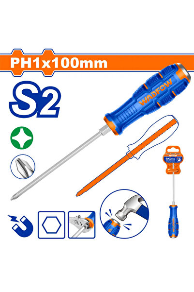 WADFOW مفك يد ربل طرق مربع PH1 × 100مم (3") – WQJ2214