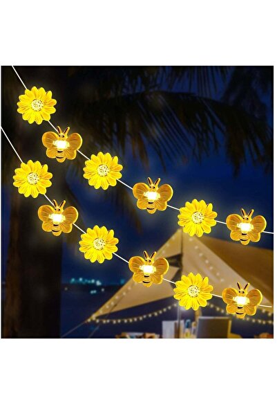 Generic 2Pcs Solar Powered Bumble Bee Fairy String Lights, 10FT 30LED Outdoor Decor for Parties, Ba