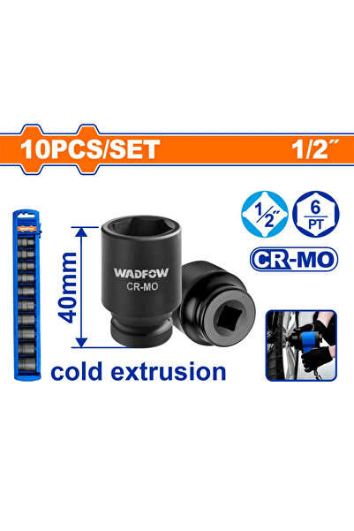 WADFOW طقم حبوب كروم أسود 1/2" — 10 قطع — WMSD201