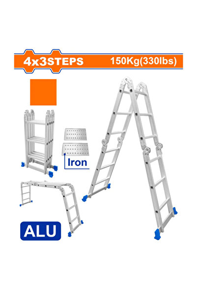 WADFOW 4x3 Multi-Purpose Aluminum Ladder (12 Steps) — WLD7H43