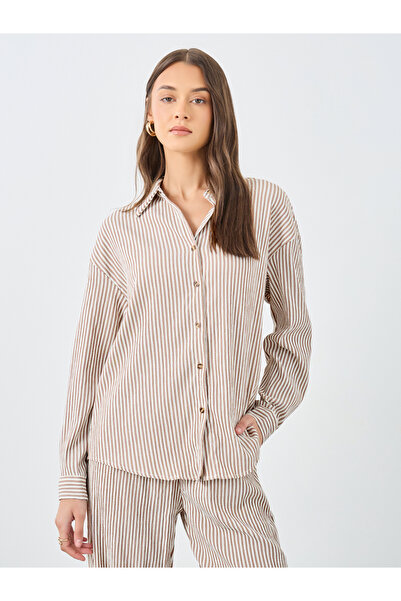 Styli Women Striped Shirt and Pants Co-Ords