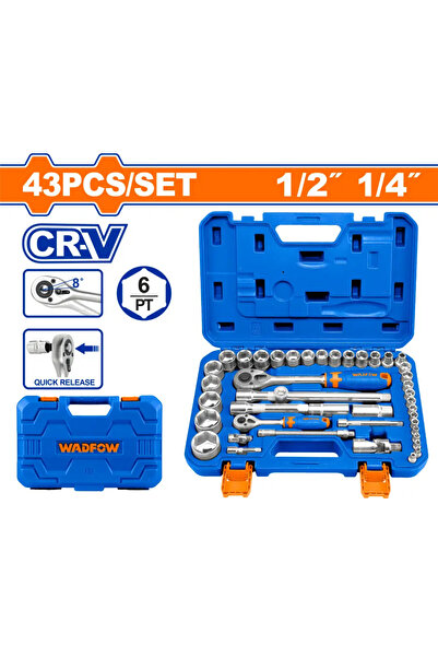WADFOW 43-Piece 1/2"+1/4" WST3D43 Socket Set
