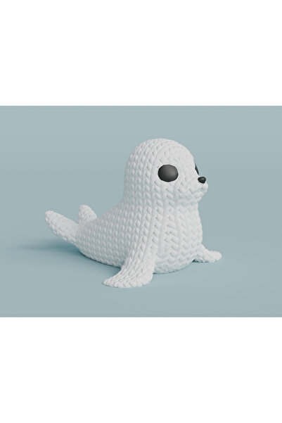 3DONE MODELS Figurină focă croșetată 3D – Model decorativ, imprimată 3D, colecție unică