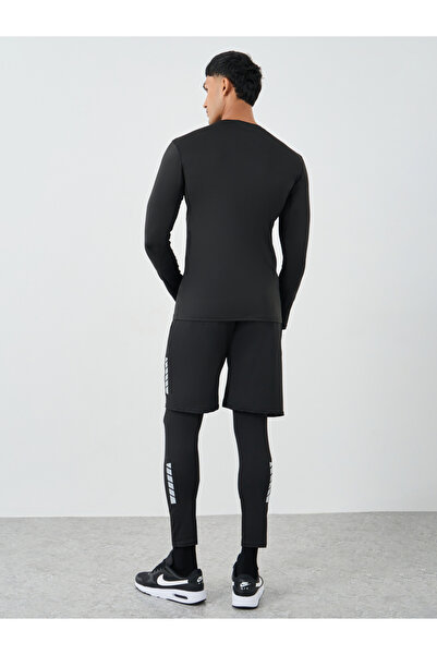 Styli Reflective Print Muscle Fit Long Sleeve T-Shirt with 2in1 Shorts Set