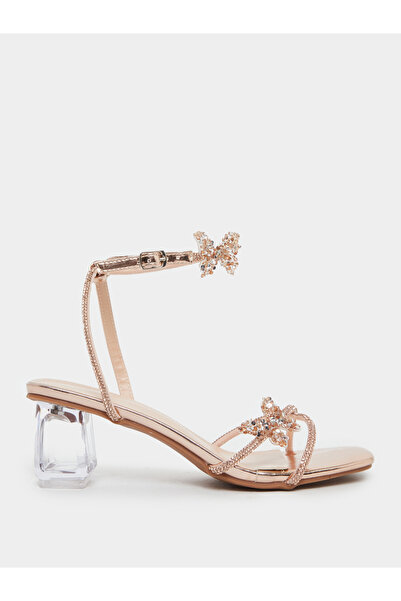 Take Two By Styli Embellished Butterfly Cross Strap Block Heel Sandals