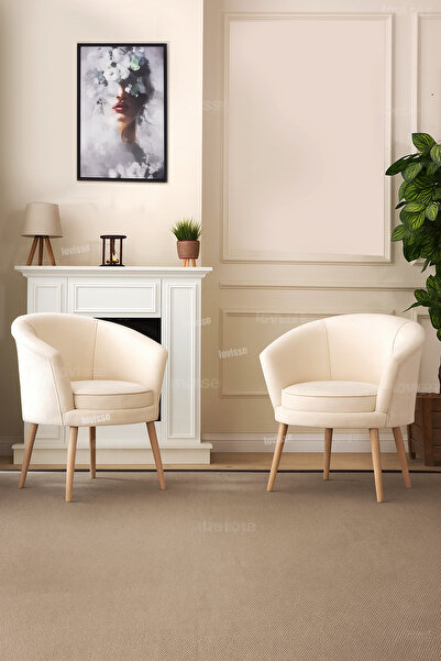 LOVİSSE HOME Milano krem Berjer 2 Adet Tekli Koltuk, Ofis, Misafir, Bekleme koltuğu, otel, eczane, Çay Seti