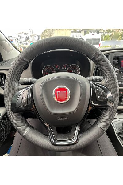 HASBAY DİKİŞLİ DİREKSİYON KILIFI SİYAH DERİ NOKTALI DERİ SİYAH DİKİŞLİ FIAT D...