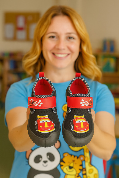 Behtah Kundura Boys' Anti-Slip Sole Velcro Slippers Cotton Lined Multi-Purpose School Nursery Booties Home Booties