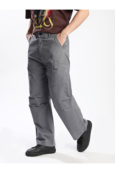 Bene Kleed By Styli Men Grey Baggy Fit Cargo Trousers